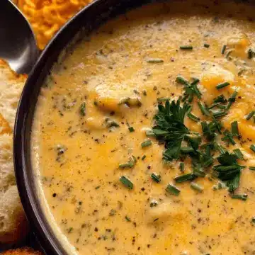 Hearty Cheddar Garlic Herb Potato Soup
