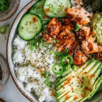 Spicy Salmon Bowls with Coconut Rice
