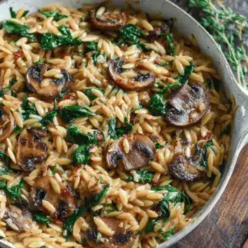 Creamy Spinach and Mushroom Orzo (30 Minutes, ONE-PAN)