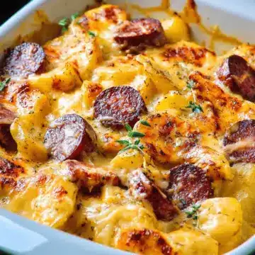 Cheesy Potatoes with Smoked Sausage