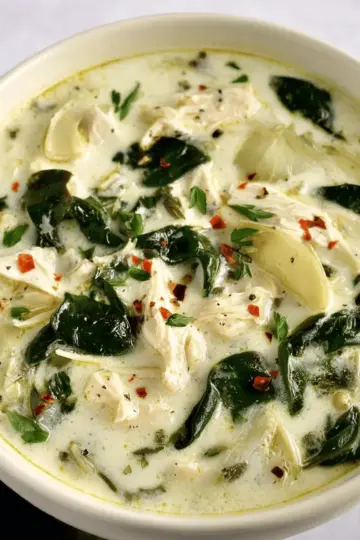 Slow Cooker Spinach Artichoke Chicken Soup