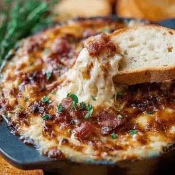 Hot Caramelized Onion Dip with Bacon and Gruyere
