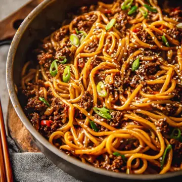 Mongolian Ground Beef Noodles