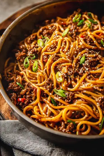 Mongolian Ground Beef Noodles