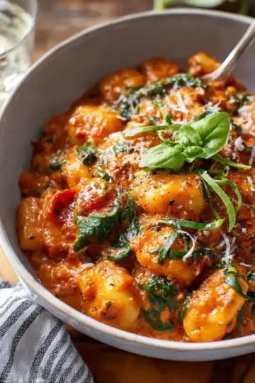Sausage Gnocchi with Creamy Tomato Sauce & Spinach