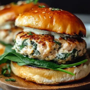 White Cheddar and Spinach Chicken Burgers