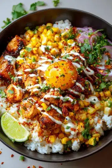 Street Corn Chicken Rice Bowl