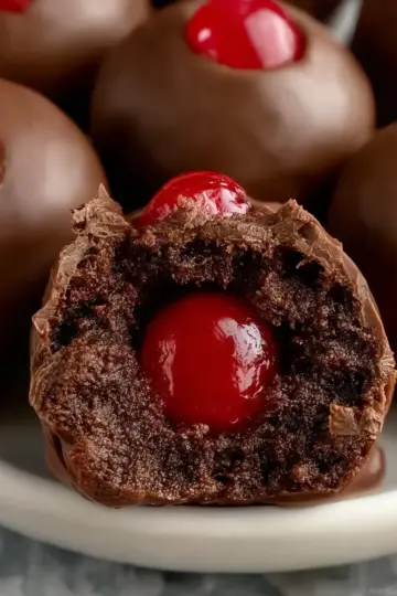 Chocolate Covered Cherry Brownie Bombs