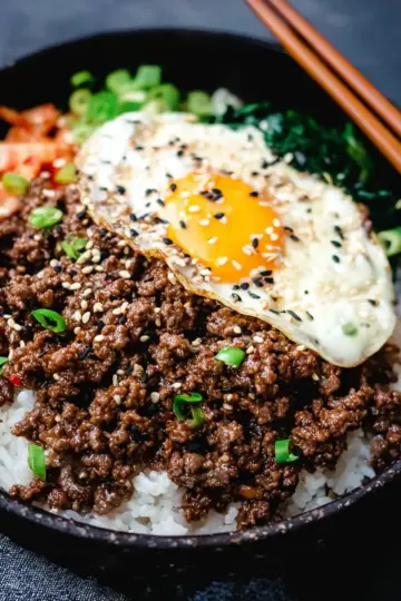 Korean Ground Beef and Rice Bowls
