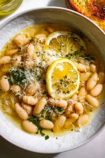 Brothy White Beans with Parmesan & Lemon