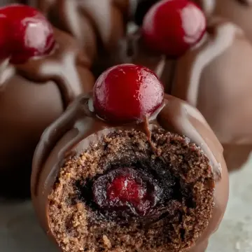 Chocolate Covered Cherry Brownie Bombs
