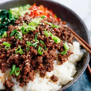 Korean Ground Beef and Rice Bowls