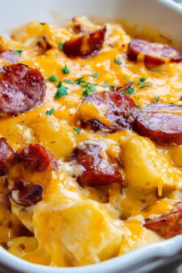 Cheesy Potatoes with Smoked Sausage