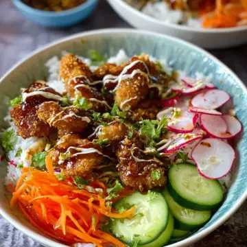 Crispy Coconut Chicken Rice Bowls
