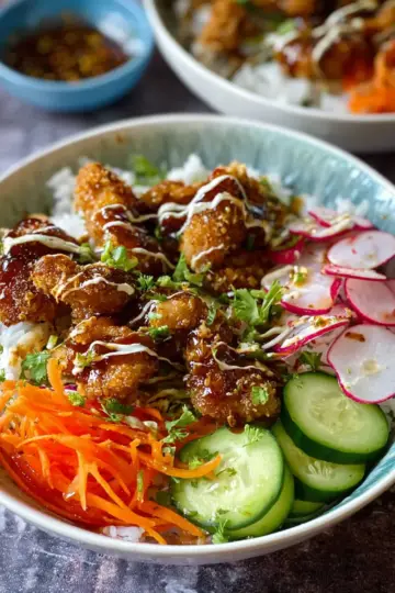 Crispy Coconut Chicken Rice Bowls