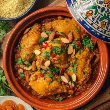 Moroccan Chicken “Tagine” with Orange-Almond Couscous