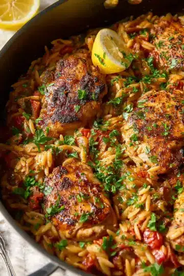 One Pot Cajun Chicken and Orzo