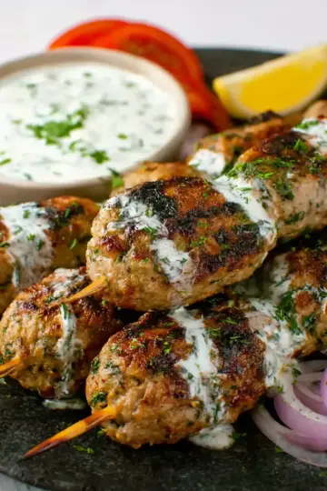 Chicken Kofta Kebabs with Garlicky Yogurt Sauce