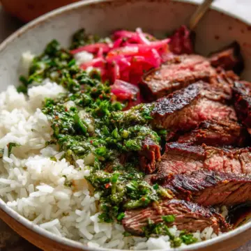 Skirt Steak Rice Bowls with Chimichurri Sauce