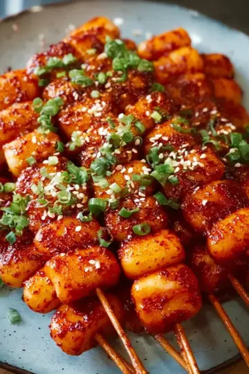 Korean Spicy Rice Cake Skewers (5 Ingredients ONLY!)