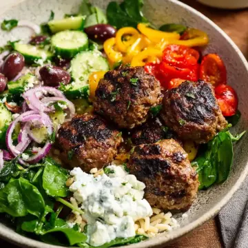 Greek-Inspired Meatball Bowls