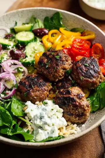 Greek-Inspired Meatball Bowls
