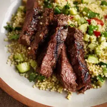 skirt steak with lemon couscous salad