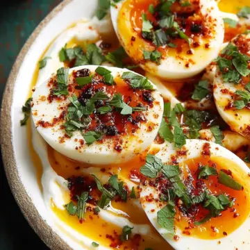 Jammy Eggs with Chili Butter and Garlic Yogurt
