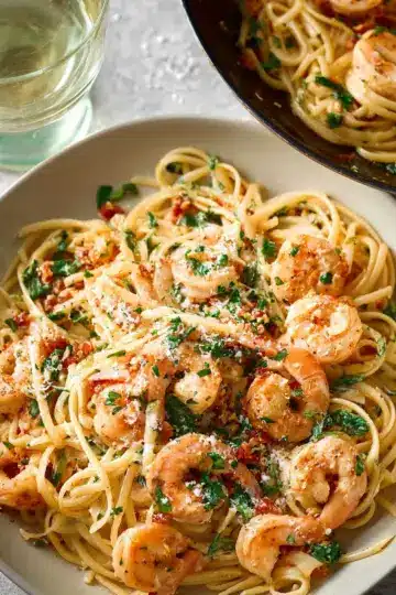 Creamy Tuscan Shrimp Linguine