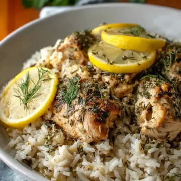 Slow Cooker Lemon Herb Chicken and Rice