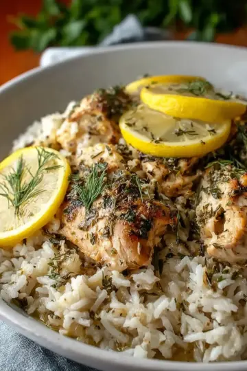 Slow Cooker Lemon Herb Chicken and Rice
