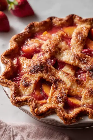 Brown Butter Strawberry Peach Pie