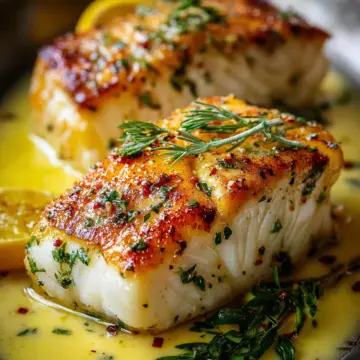 Golden Seared Cod with Herb Butter Sauce