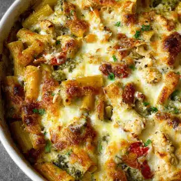Creamy Pesto Chicken Pasta Bake