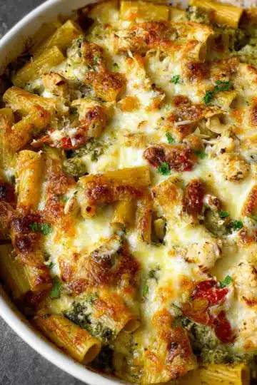 Creamy Pesto Chicken Pasta Bake