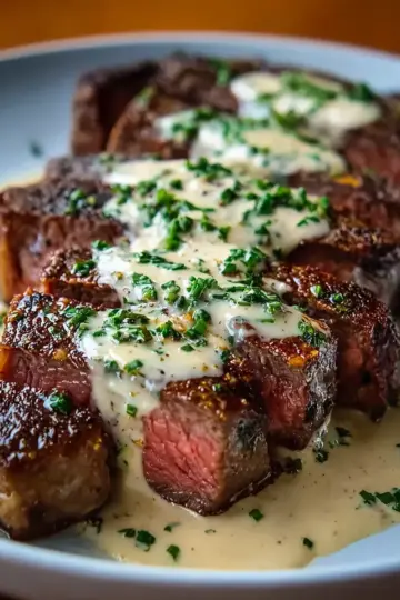 Juicy Steak with Creamy Garlic Sauce