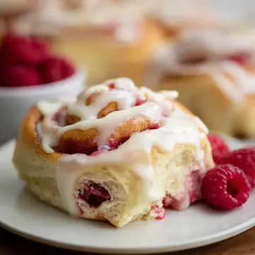 Fluffy White Chocolate Raspberry Rolls