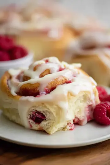 Fluffy White Chocolate Raspberry Rolls