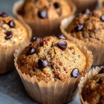 Healthy Chocolate Chip Banana Oat Muffins