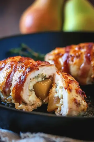 Stuffed Chicken Breast with Prosciutto, Pears and Brie