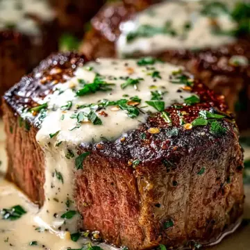 Juicy Steak with Creamy Garlic Sauce