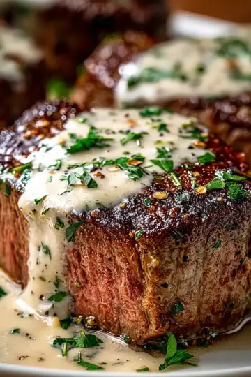 Juicy Steak with Creamy Garlic Sauce