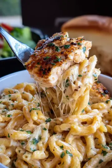 Crockpot Garlic Parmesan Chicken Pasta