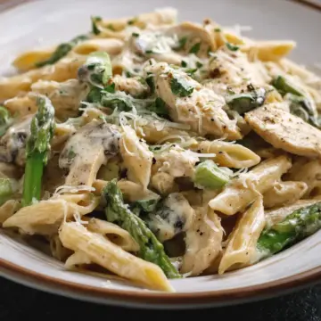 Creamy Mushroom and Asparagus Chicken Penne Recipe