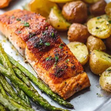 Sheet Pan Salmon and Asparagus with Potatoes