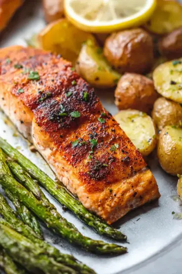 Sheet Pan Salmon and Asparagus with Potatoes