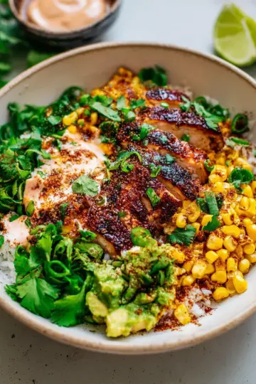 Street Corn Chicken Rice Bowl