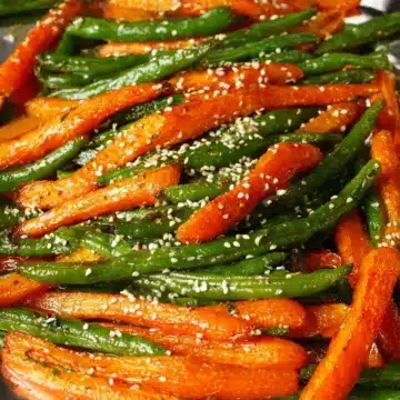 Honey Roasted Carrots with Green Beans and Sesame Seeds