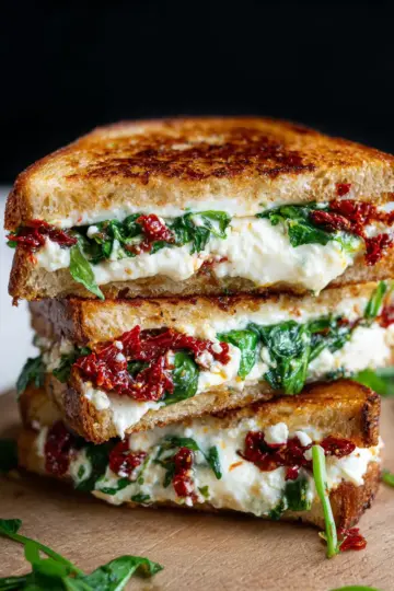 Sun Dried Tomato Spinach and Ricotta Grilled Cheese