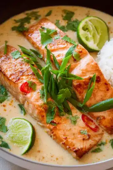 Poached Salmon in Coconut Lime Sauce